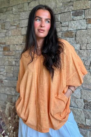 Rustic Nature Linen Blend Pocket Tee Washed Cayenne